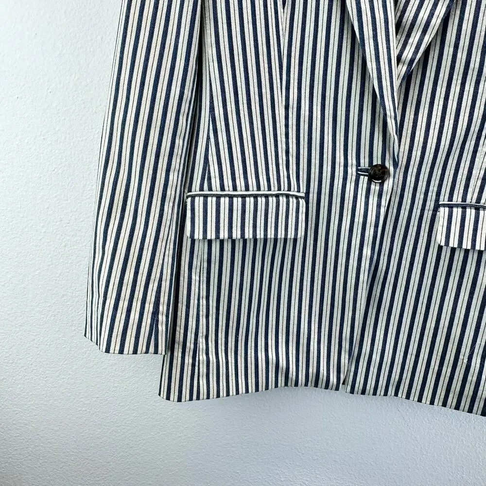 J. Crew Willa Blazer in Stripe Blue Cream 4 Preppy Nautical Academia